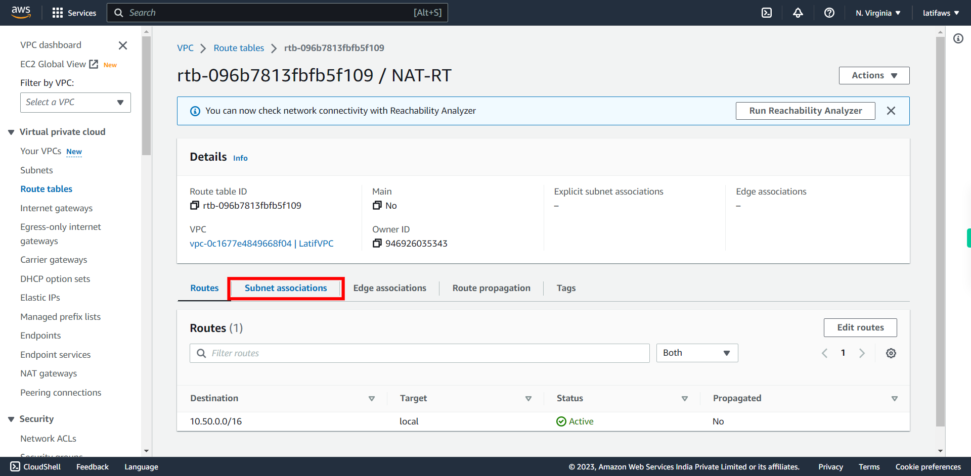 VPC Management Console