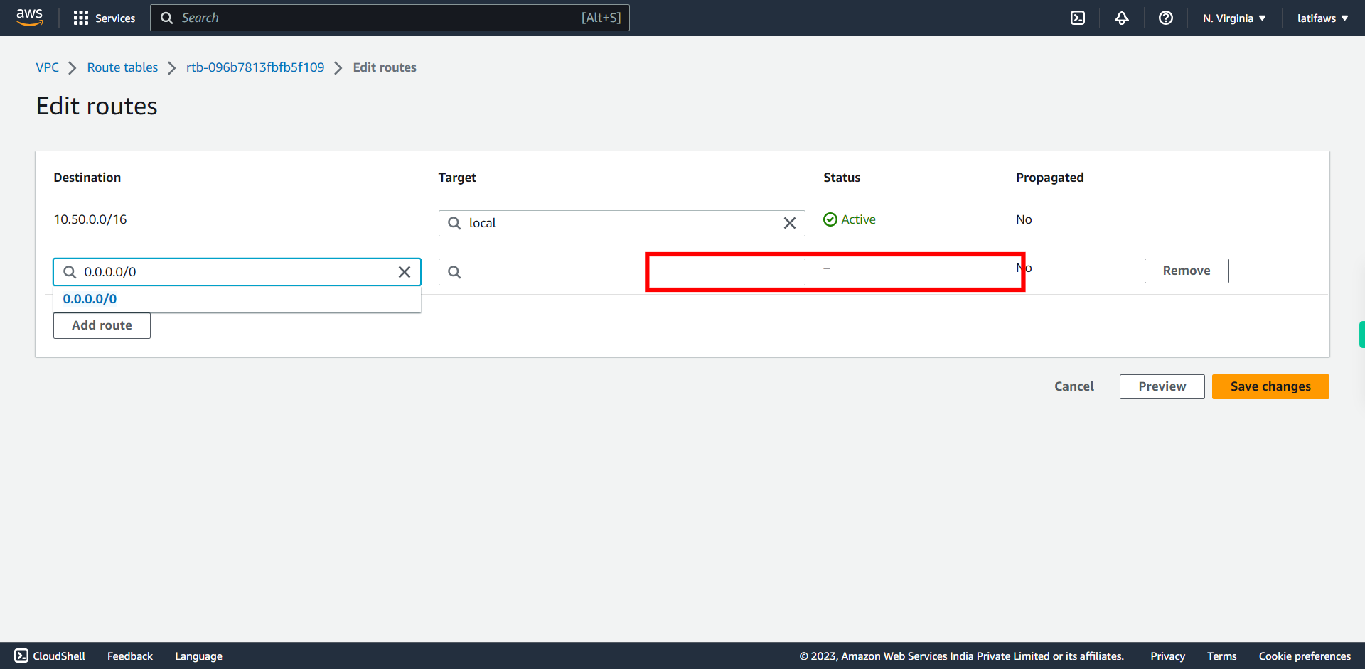 VPC Management Console