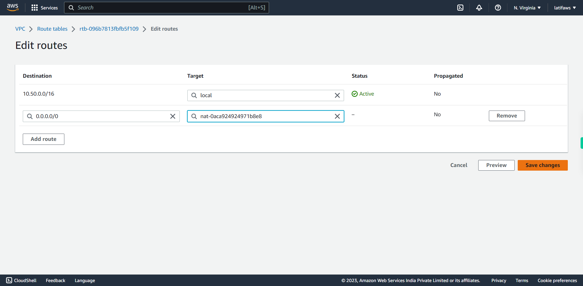 VPC Management Console