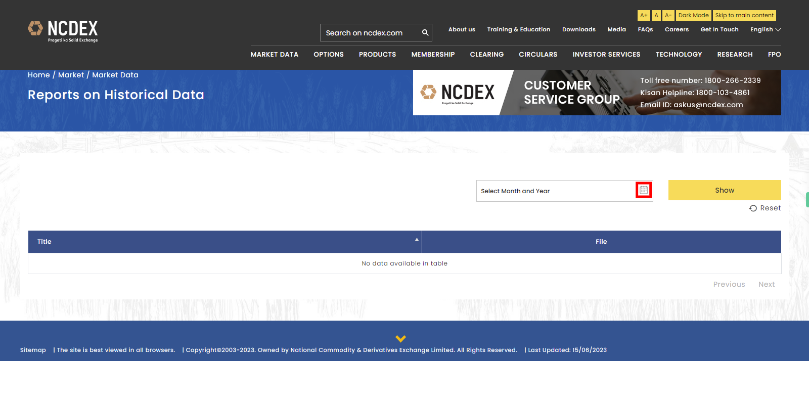 Reports on Historical Data | National Commodity & Derivatives Exchange Limited