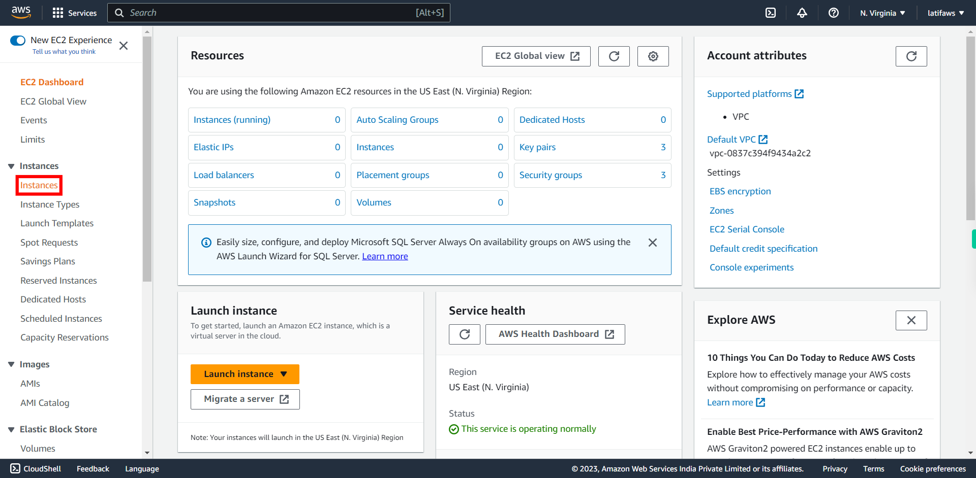 Dashboard | EC2 Management Console