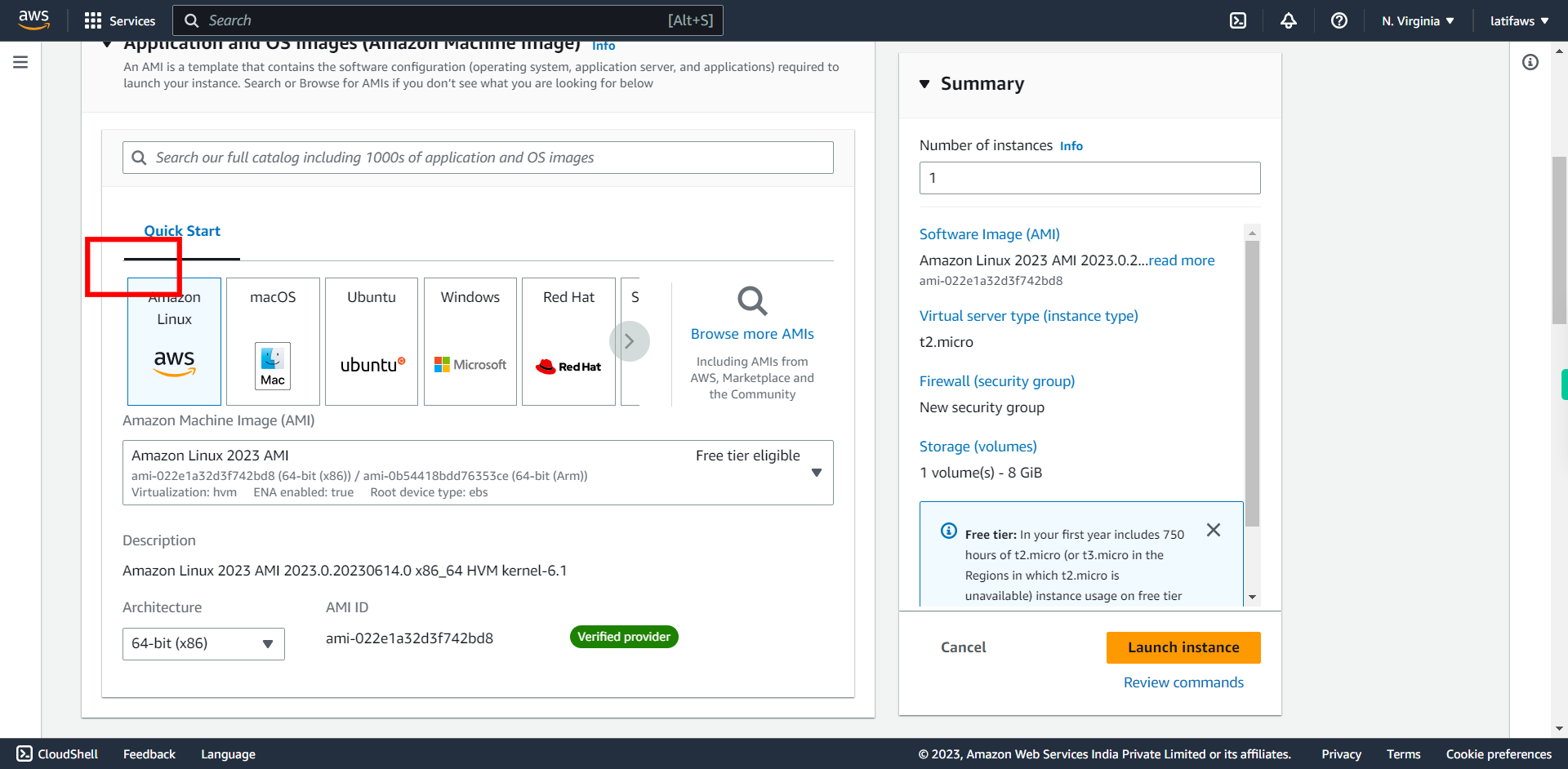 Launch an instance | EC2 Management Console