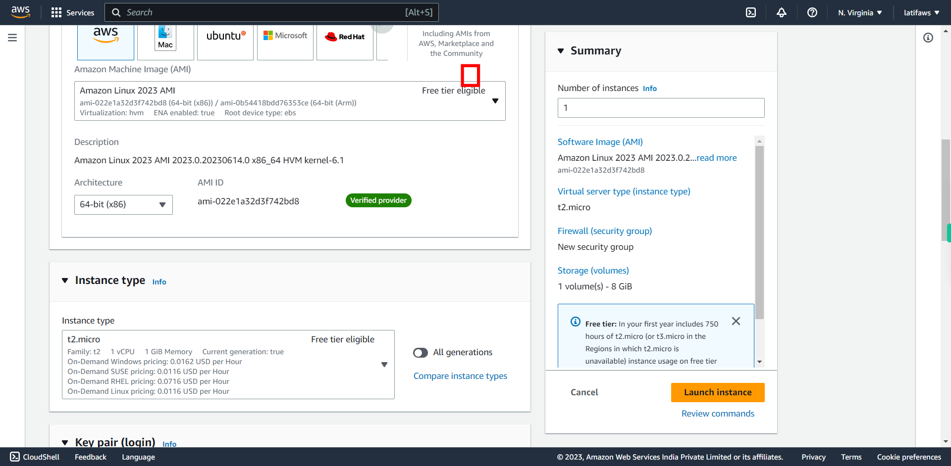 Launch an instance | EC2 Management Console