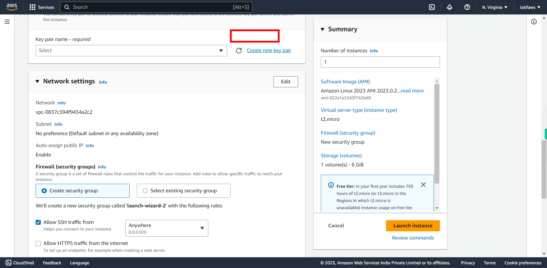 Launch an instance | EC2 Management Console