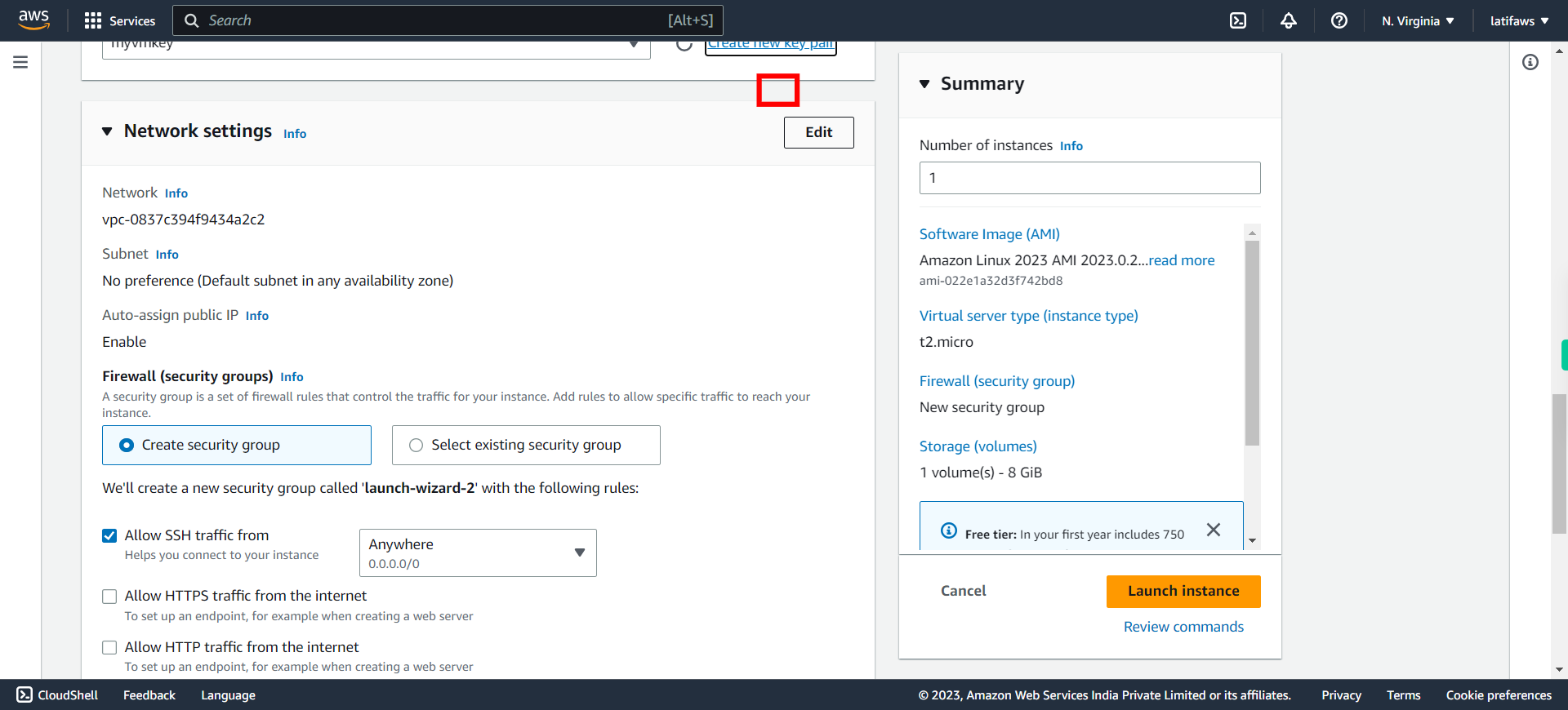 Launch an instance | EC2 Management Console