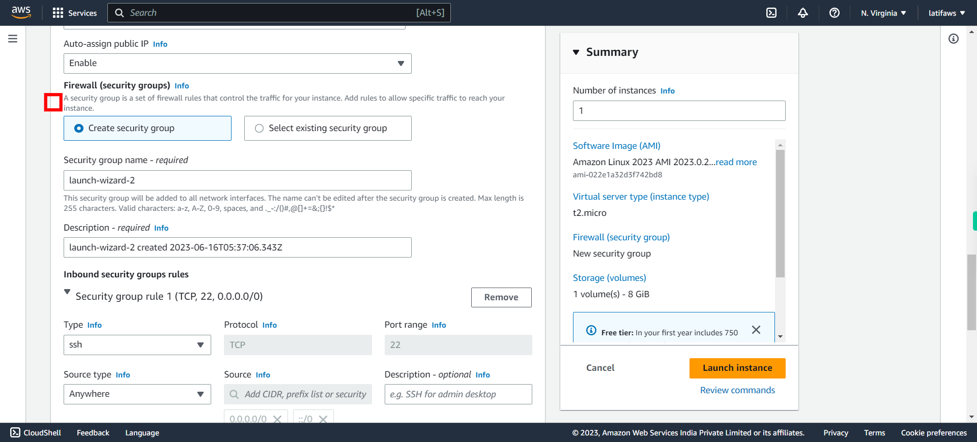 Launch an instance | EC2 Management Console