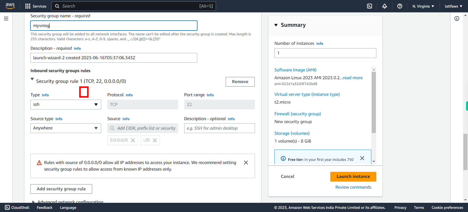 Launch an instance | EC2 Management Console