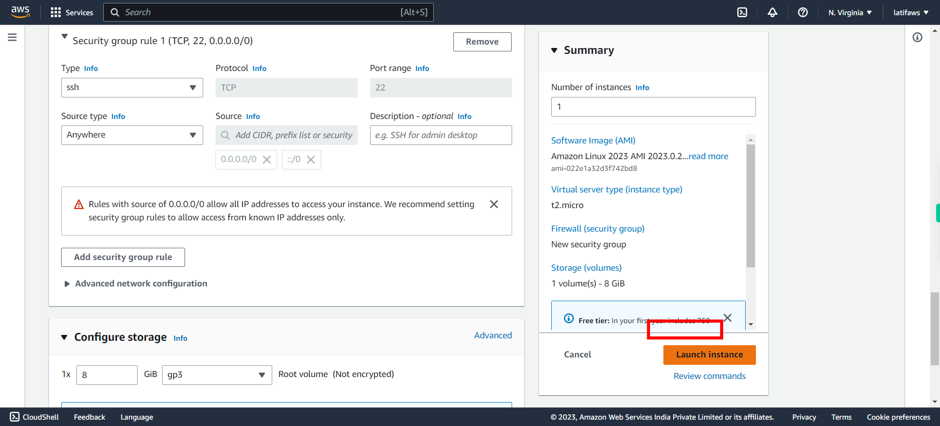 Launch an instance | EC2 Management Console