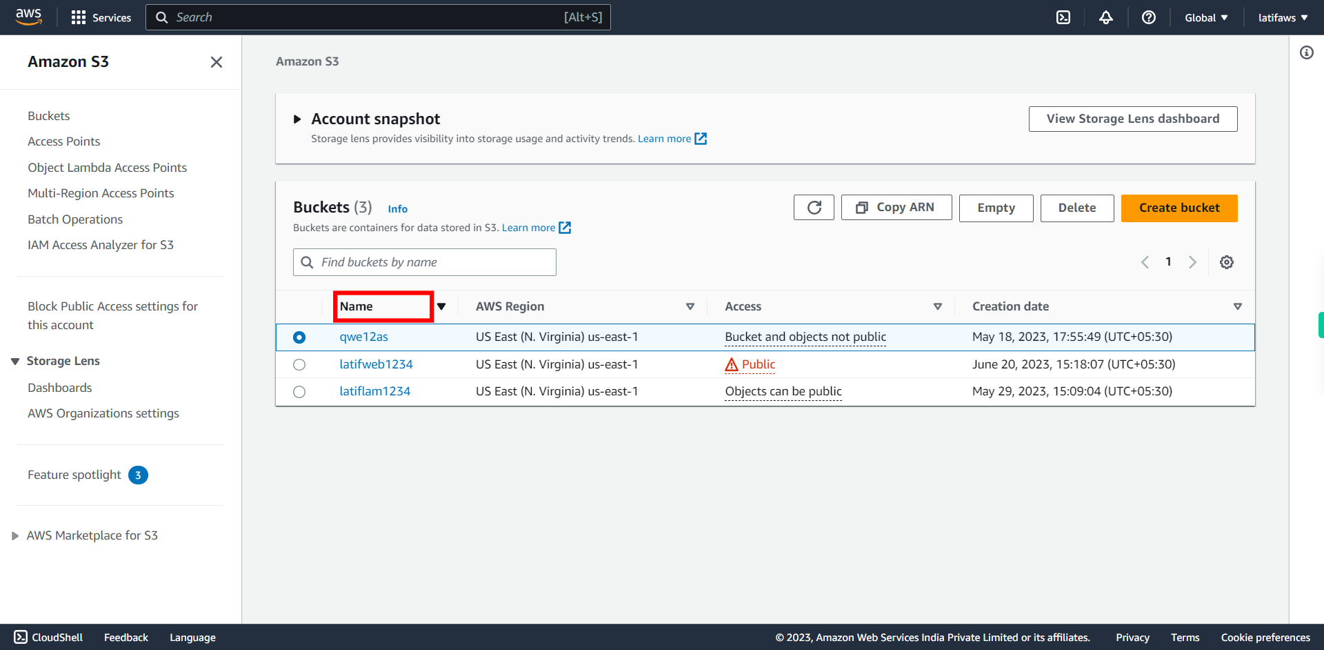 S3 Management Console