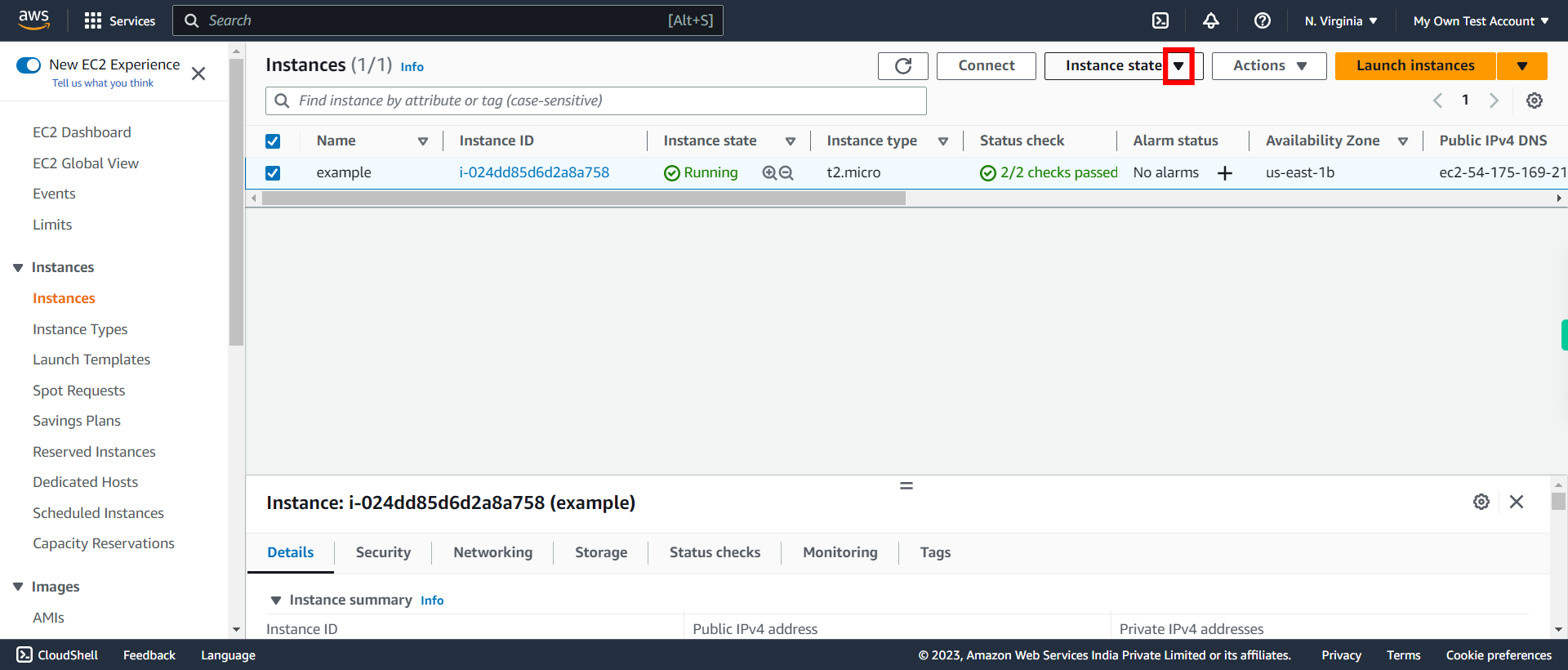 Instances | EC2 Management Console