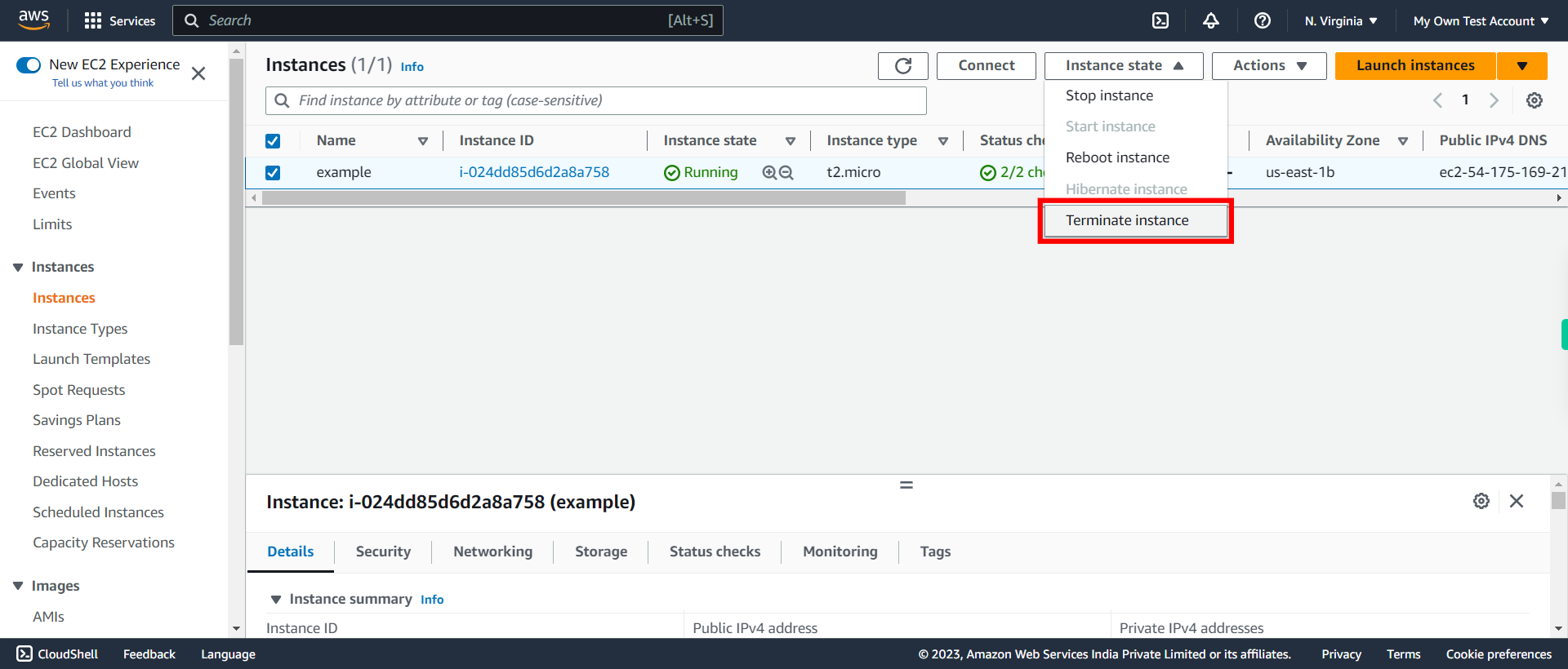 Instances | EC2 Management Console