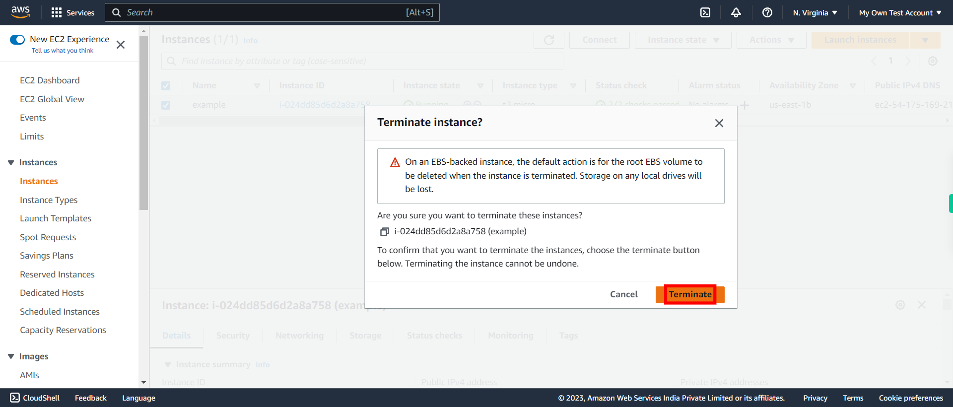 Instances | EC2 Management Console