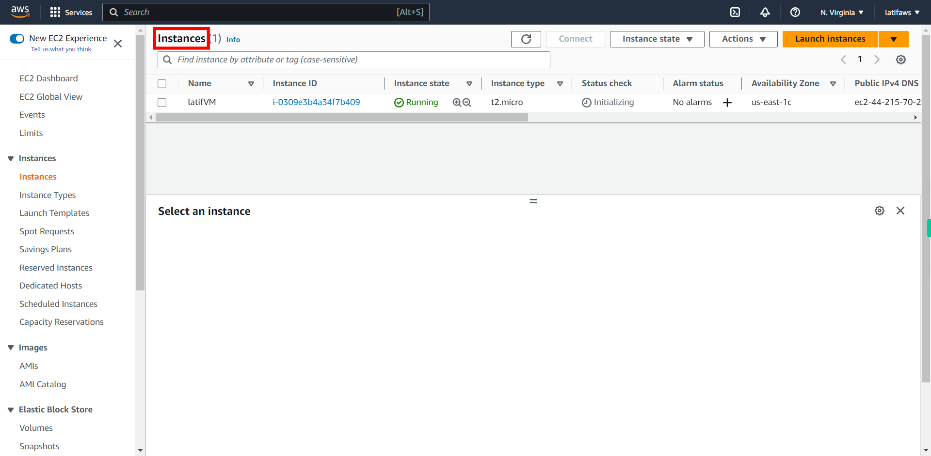 Instances | EC2 Management Console