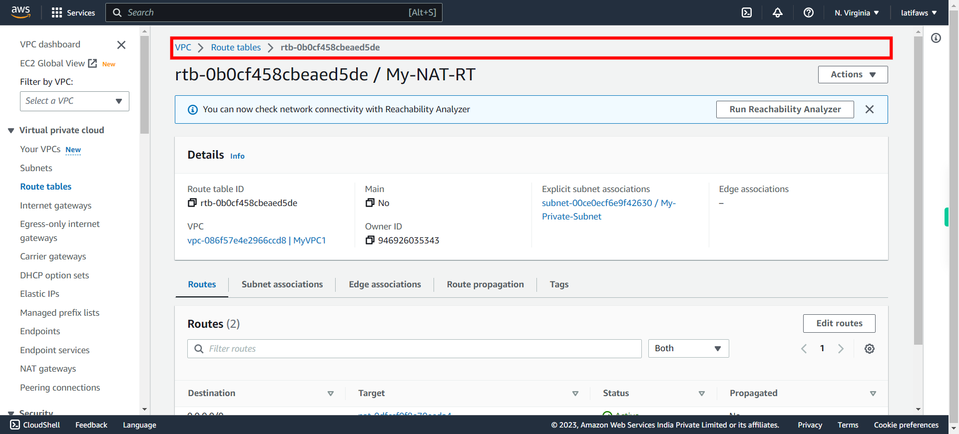 VPC Management Console