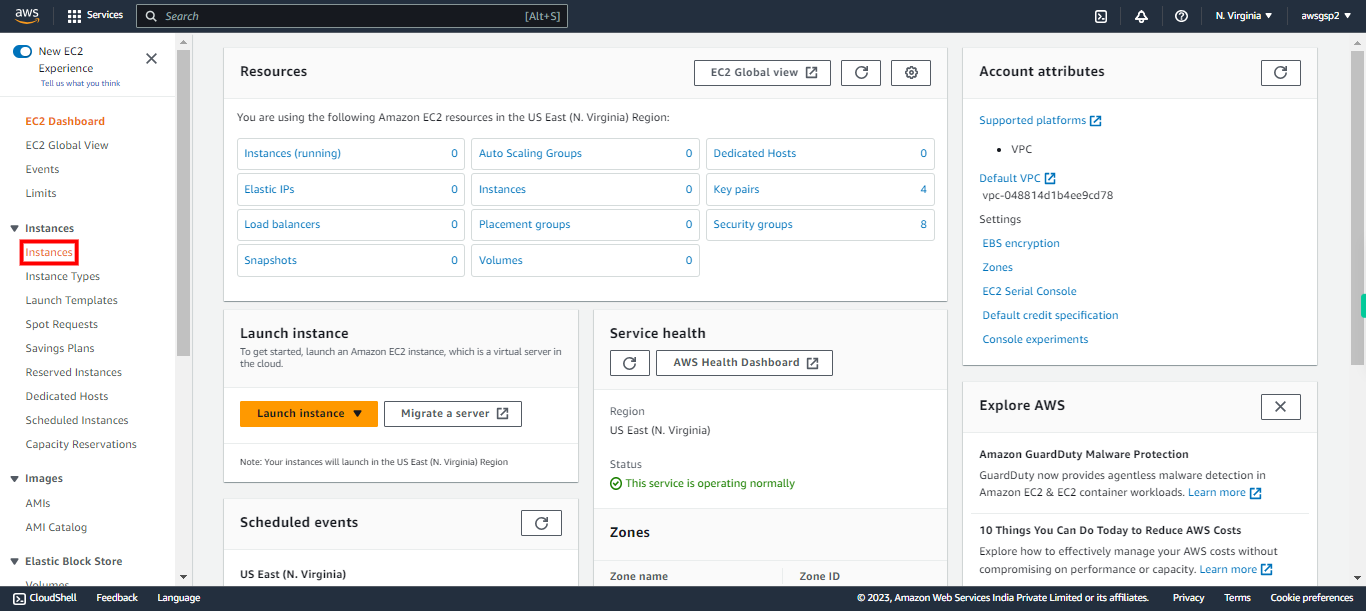 Dashboard | EC2 Management Console