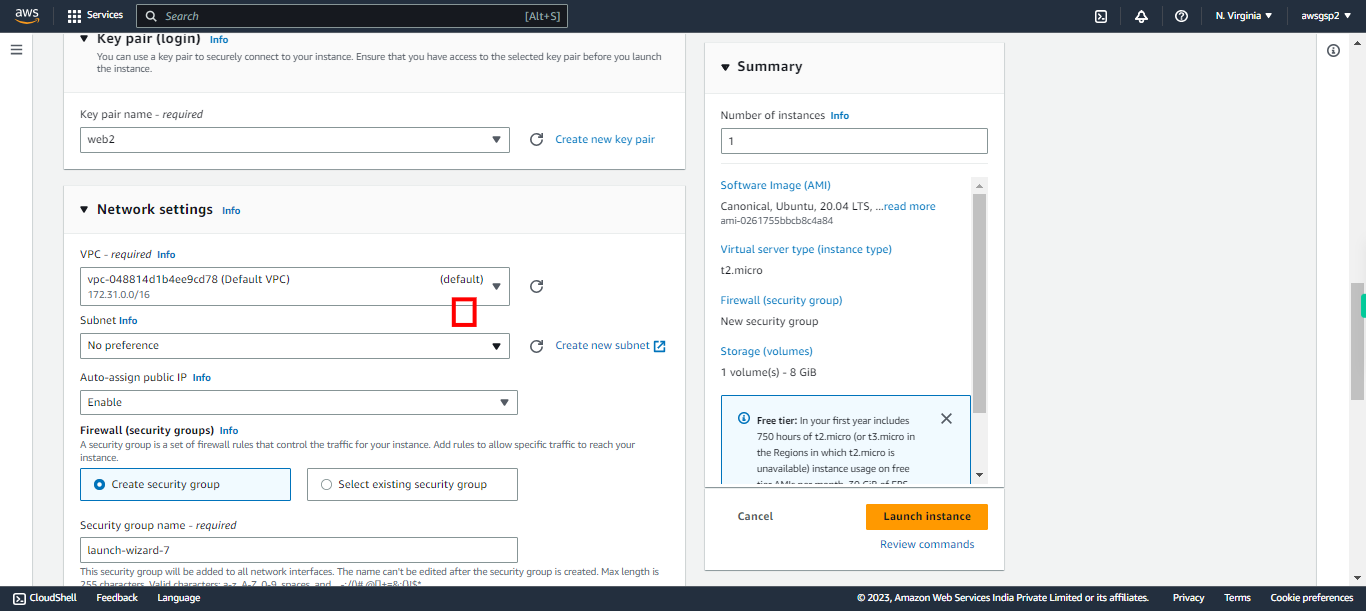 Launch an instance | EC2 Management Console