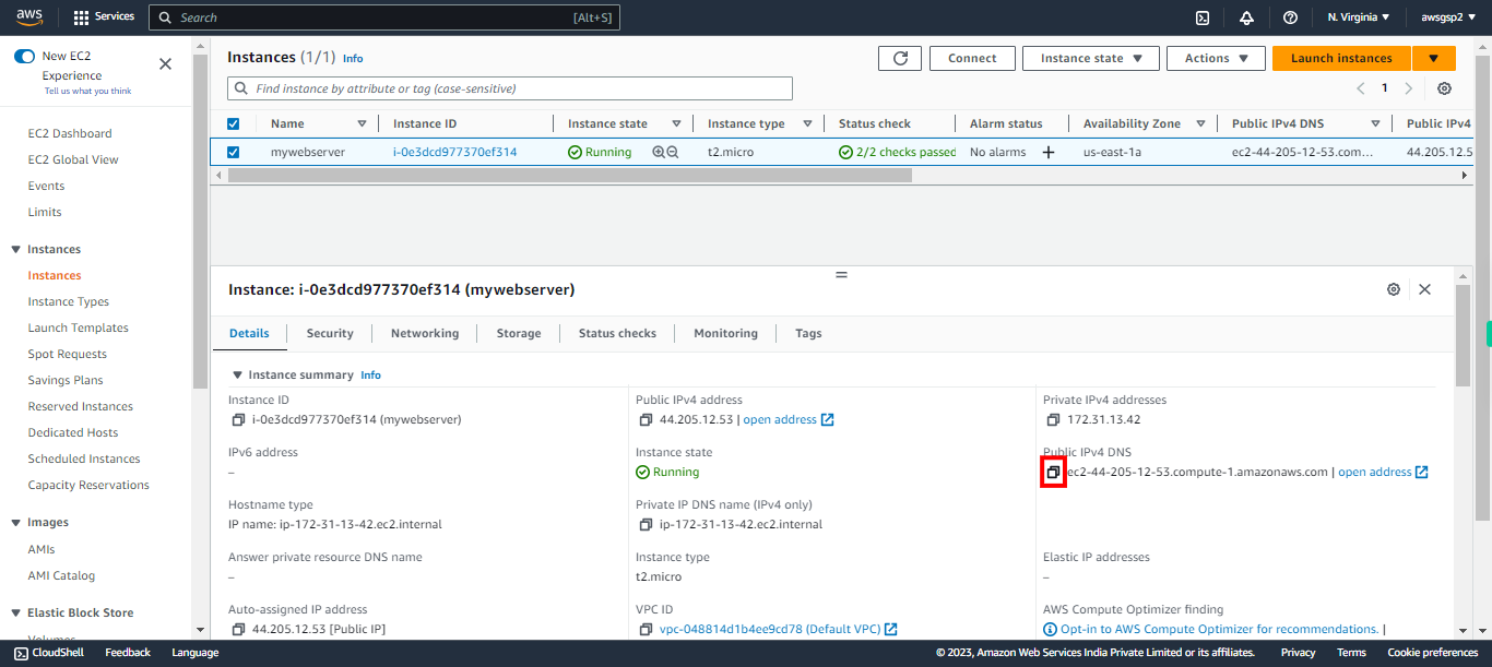 Instances | EC2 Management Console