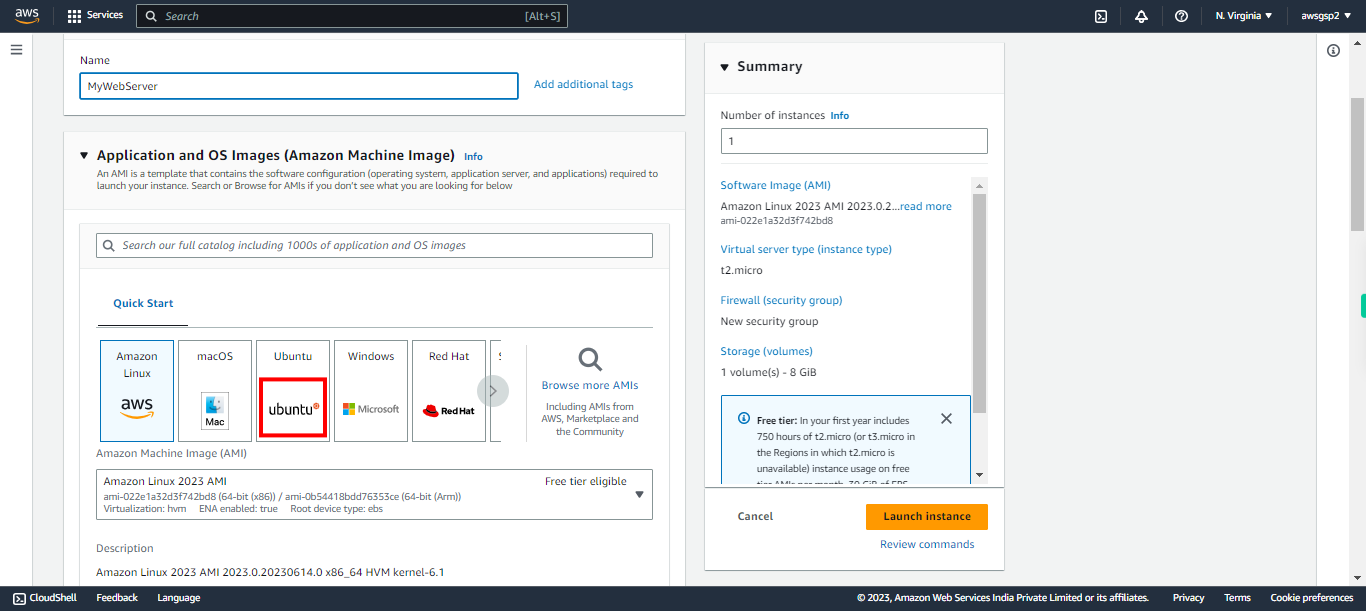 Launch an instance | EC2 Management Console