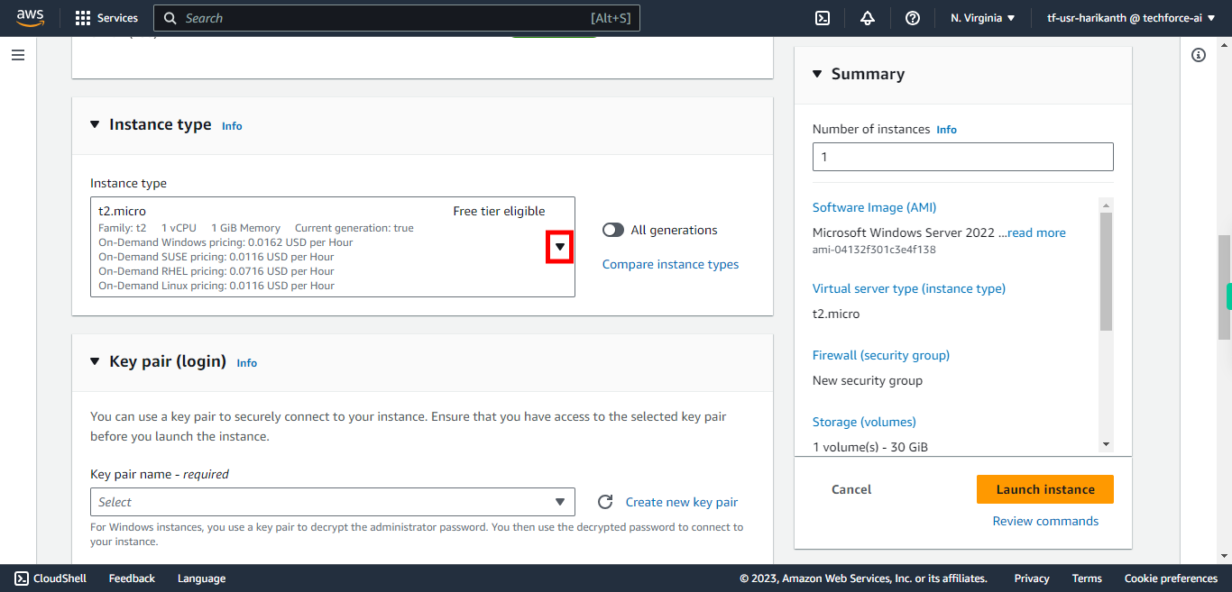 Launch an instance | EC2 Management Console