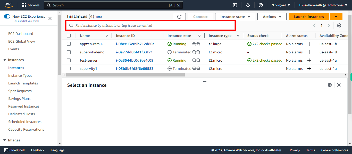 Instances | EC2 Management Console