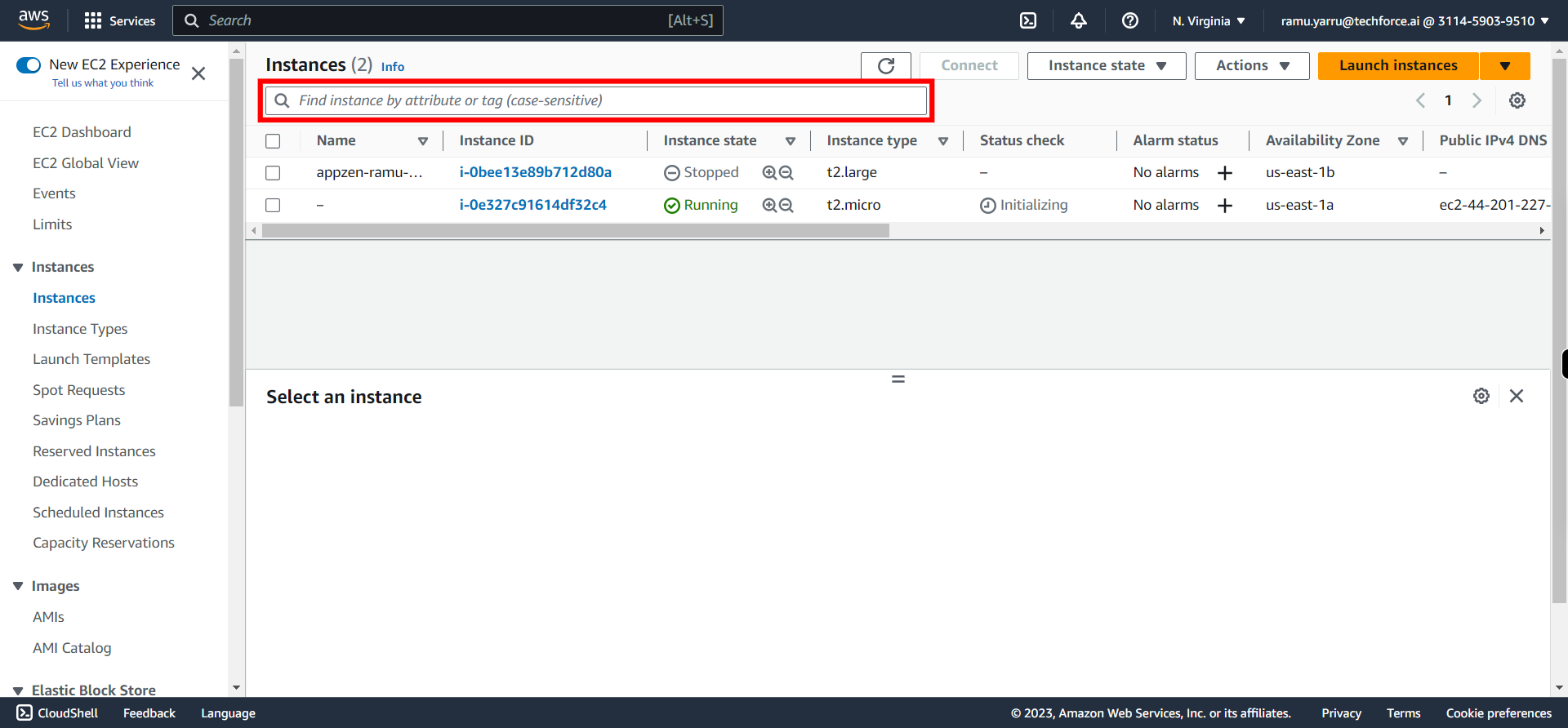 Instances | EC2 Management Console