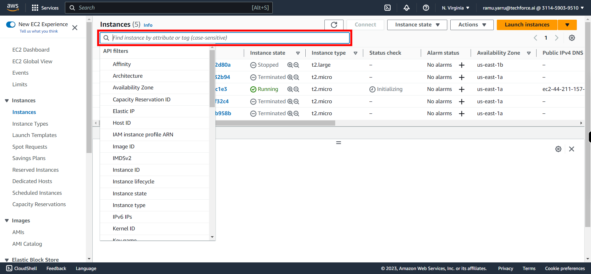 Instances | EC2 Management Console