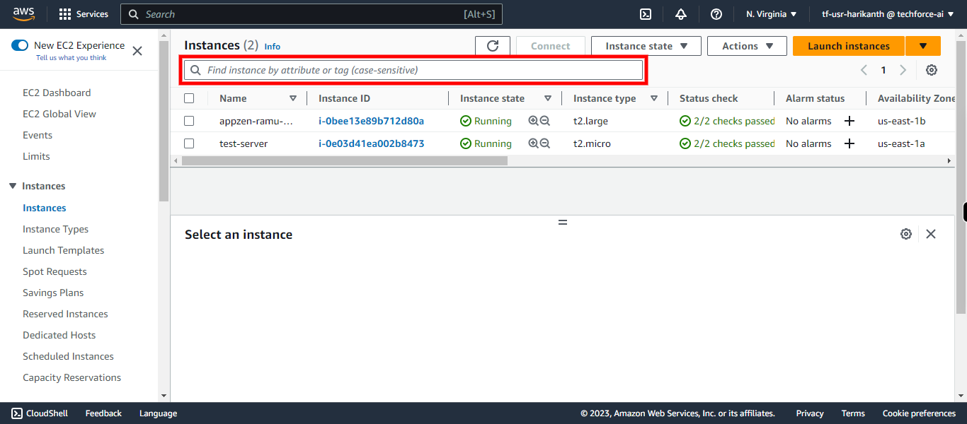 Instances | EC2 Management Console