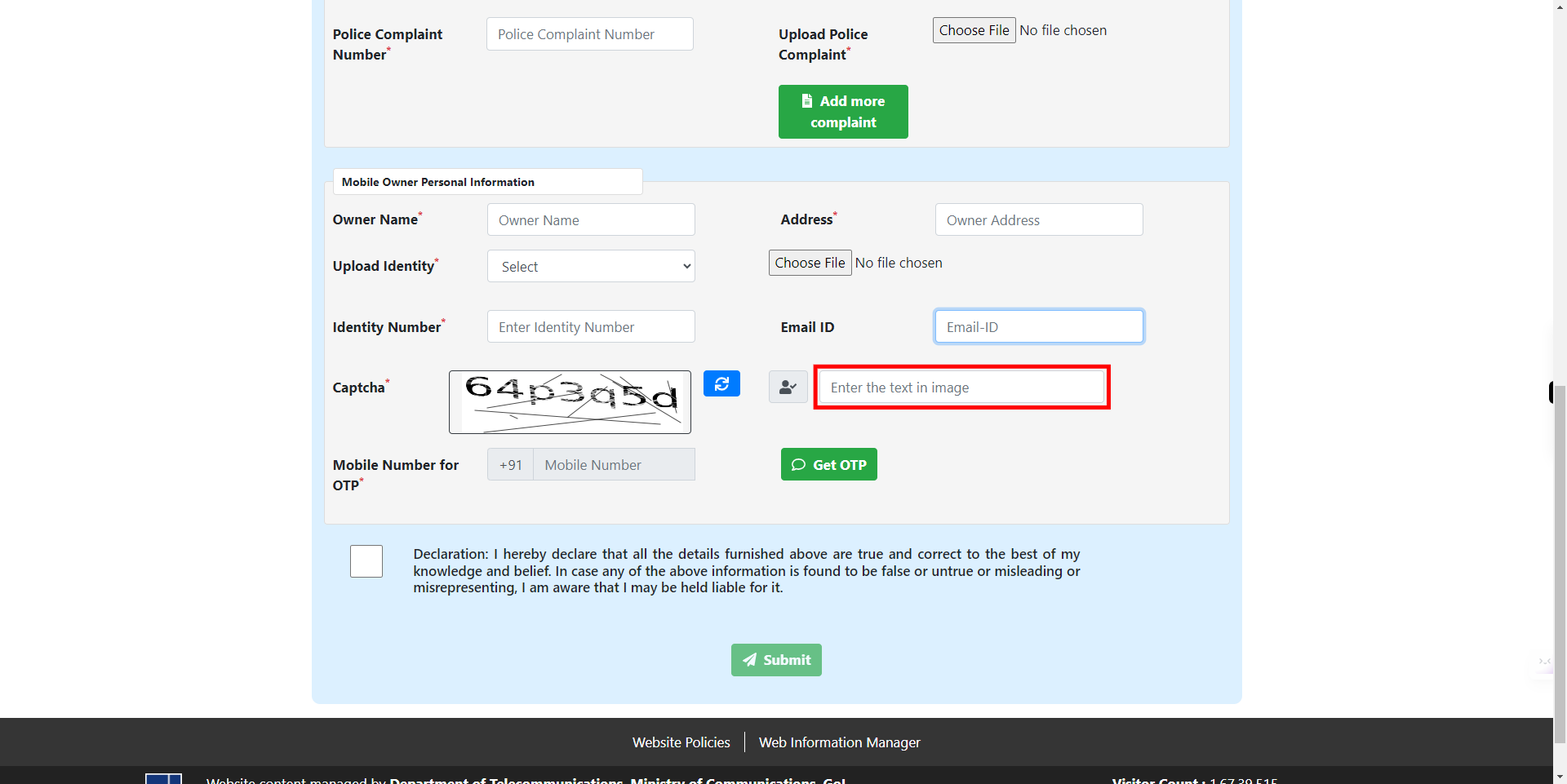 CEIR User Direct Request Blocking Form