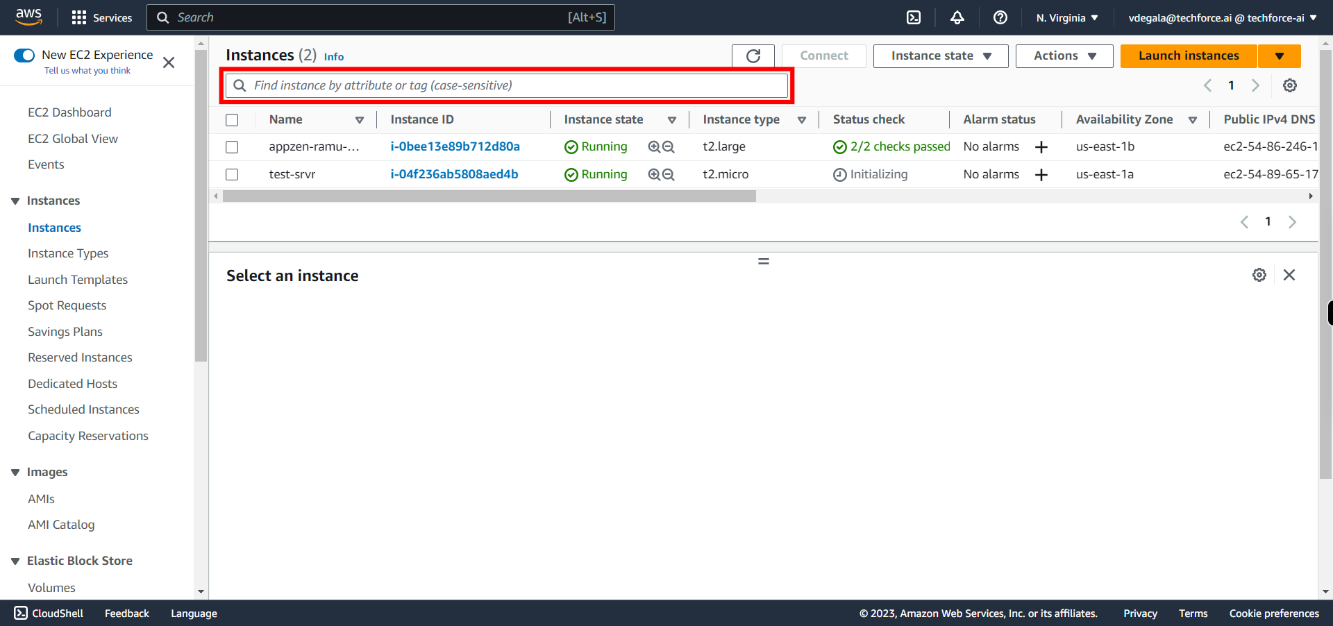 Instances | EC2 Management Console