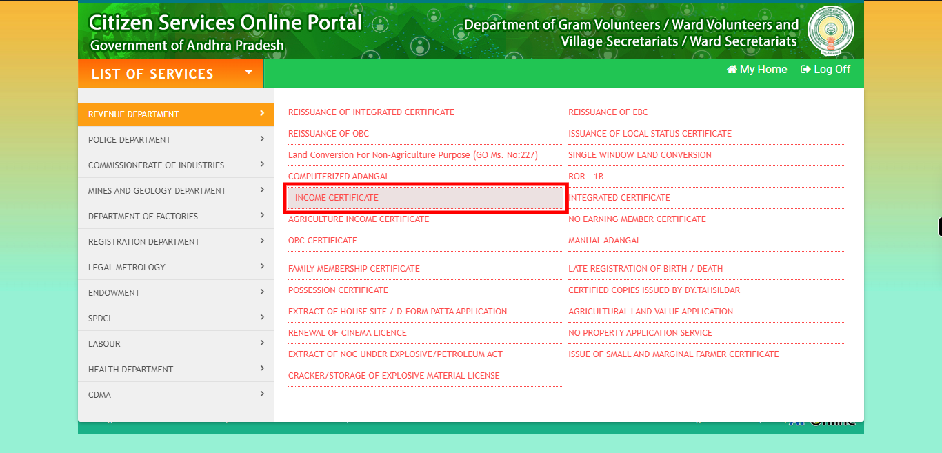 :: Meeseva - Online Login Form ::