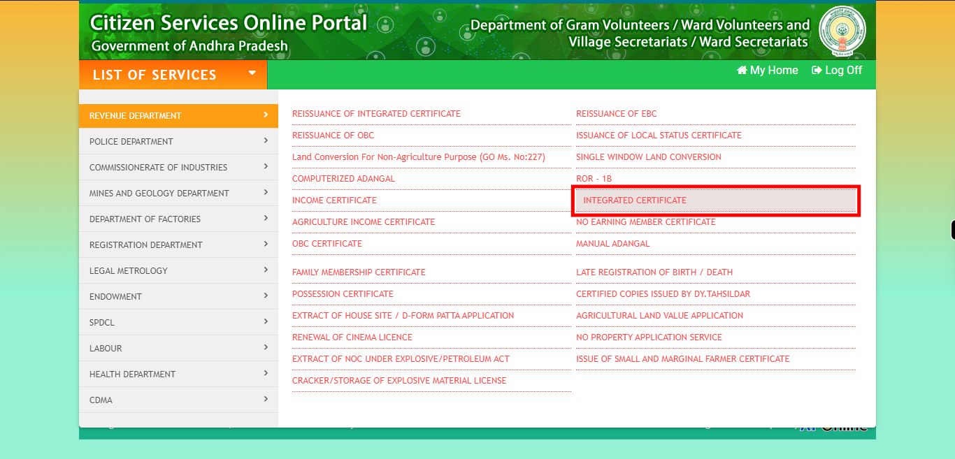 :: Meeseva - Online Login Form ::