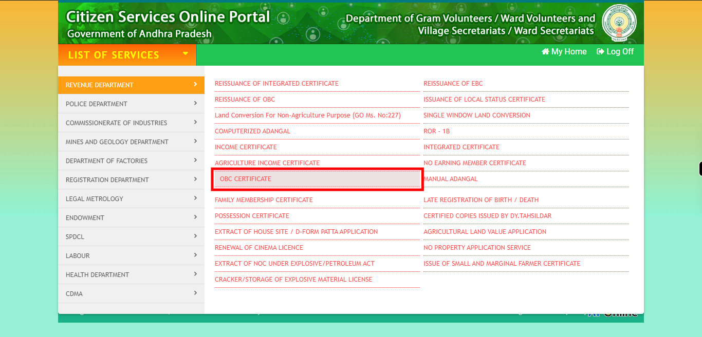 :: Meeseva - Online Login Form ::