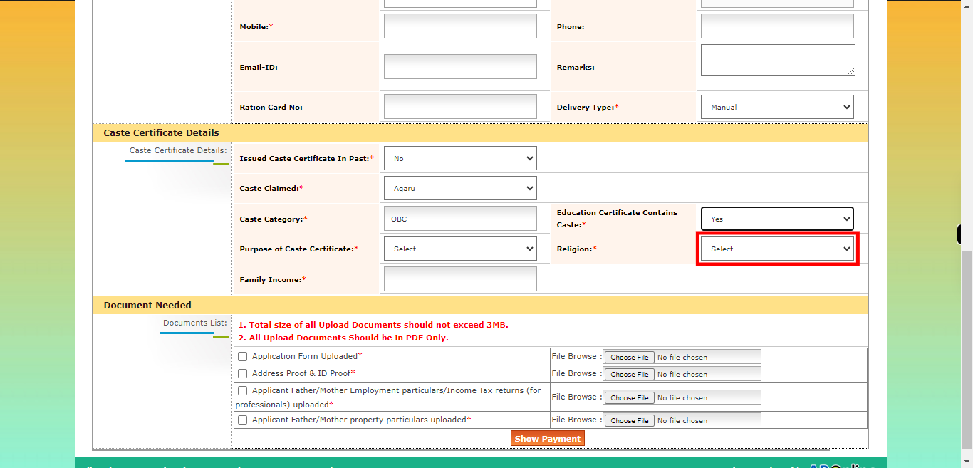 onlineap.meeseva.gov.in/CitizenPortal/userinterface/citizen/RevenueServices/OBC_ApplicationForm.aspx