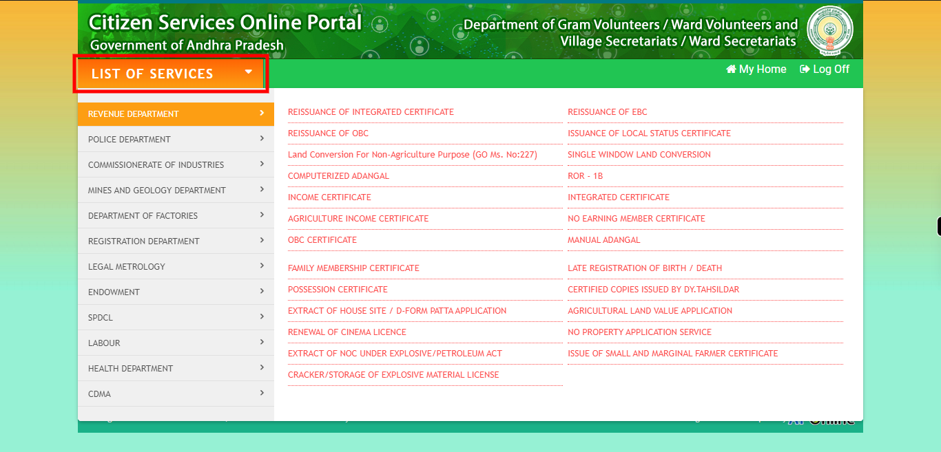 :: Meeseva - Online Login Form ::