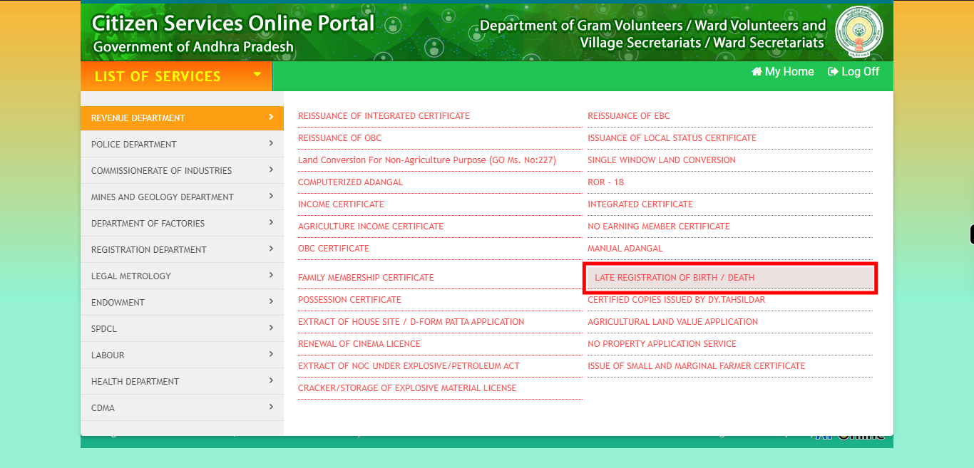 :: Meeseva - Online Login Form ::