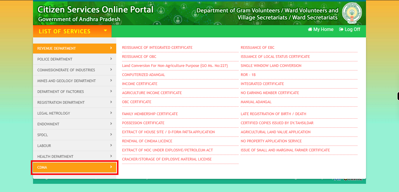 :: Meeseva - Online Login Form ::