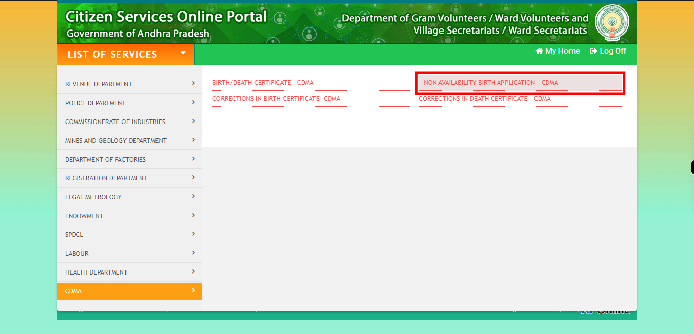 :: Meeseva - Online Login Form ::