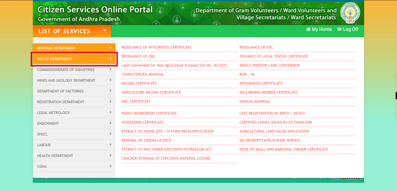 :: Meeseva - Online Login Form ::