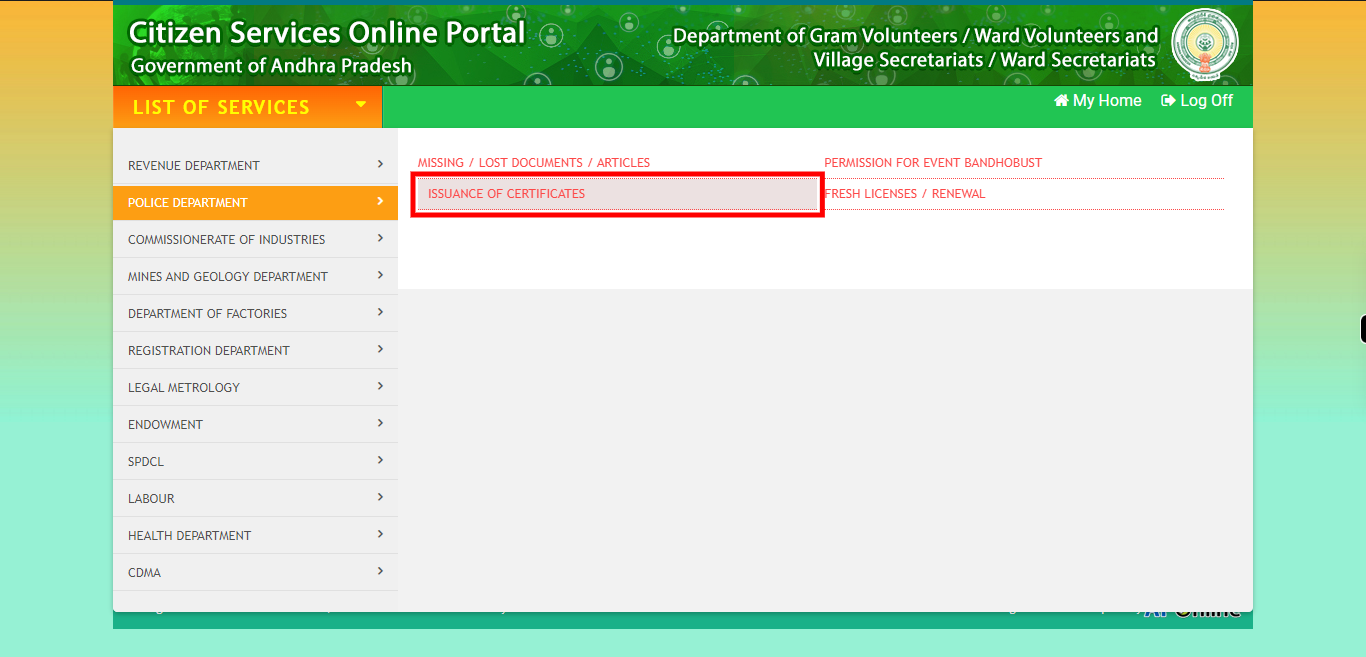 :: Meeseva - Online Login Form ::