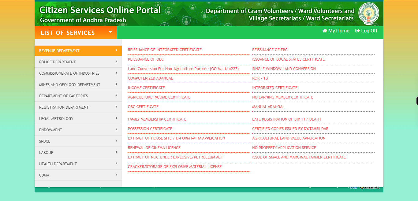 :: Meeseva - Online Login Form ::