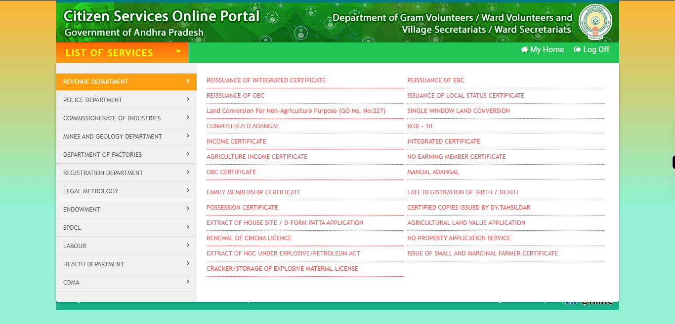 :: Meeseva - Online Login Form ::