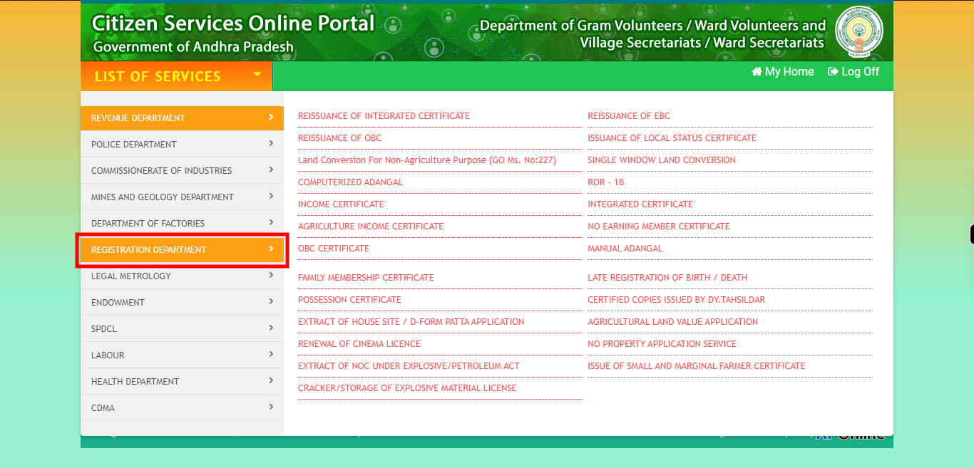 :: Meeseva - Online Login Form ::