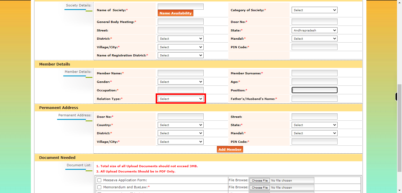 onlineap.meeseva.gov.in/CitizenPortal/userinterface/citizen/CARD/SocietyRegistrationApplication.aspx