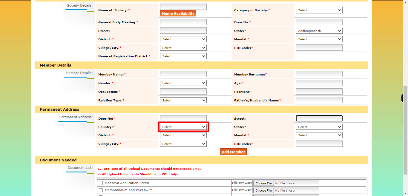 onlineap.meeseva.gov.in/CitizenPortal/userinterface/citizen/CARD/SocietyRegistrationApplication.aspx