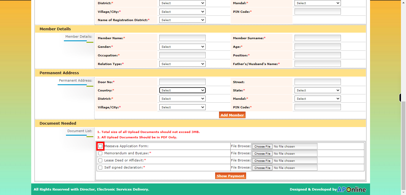 onlineap.meeseva.gov.in/CitizenPortal/userinterface/citizen/CARD/SocietyRegistrationApplication.aspx