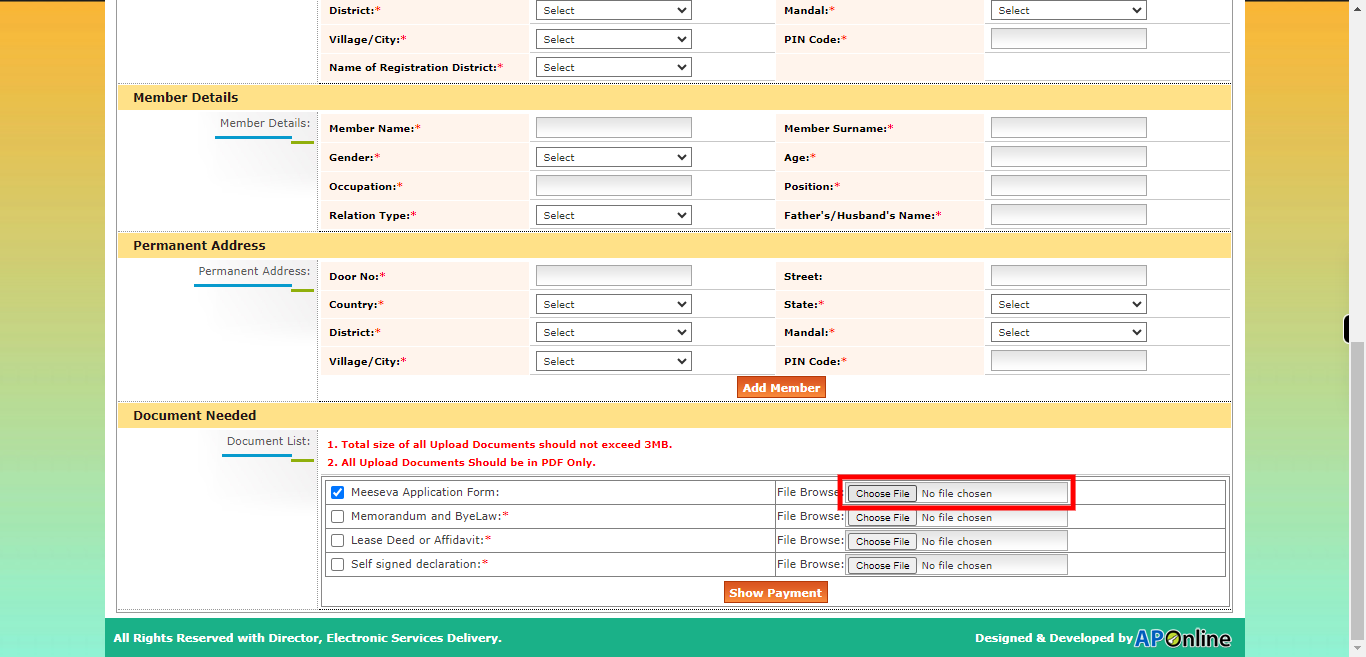 onlineap.meeseva.gov.in/CitizenPortal/userinterface/citizen/CARD/SocietyRegistrationApplication.aspx