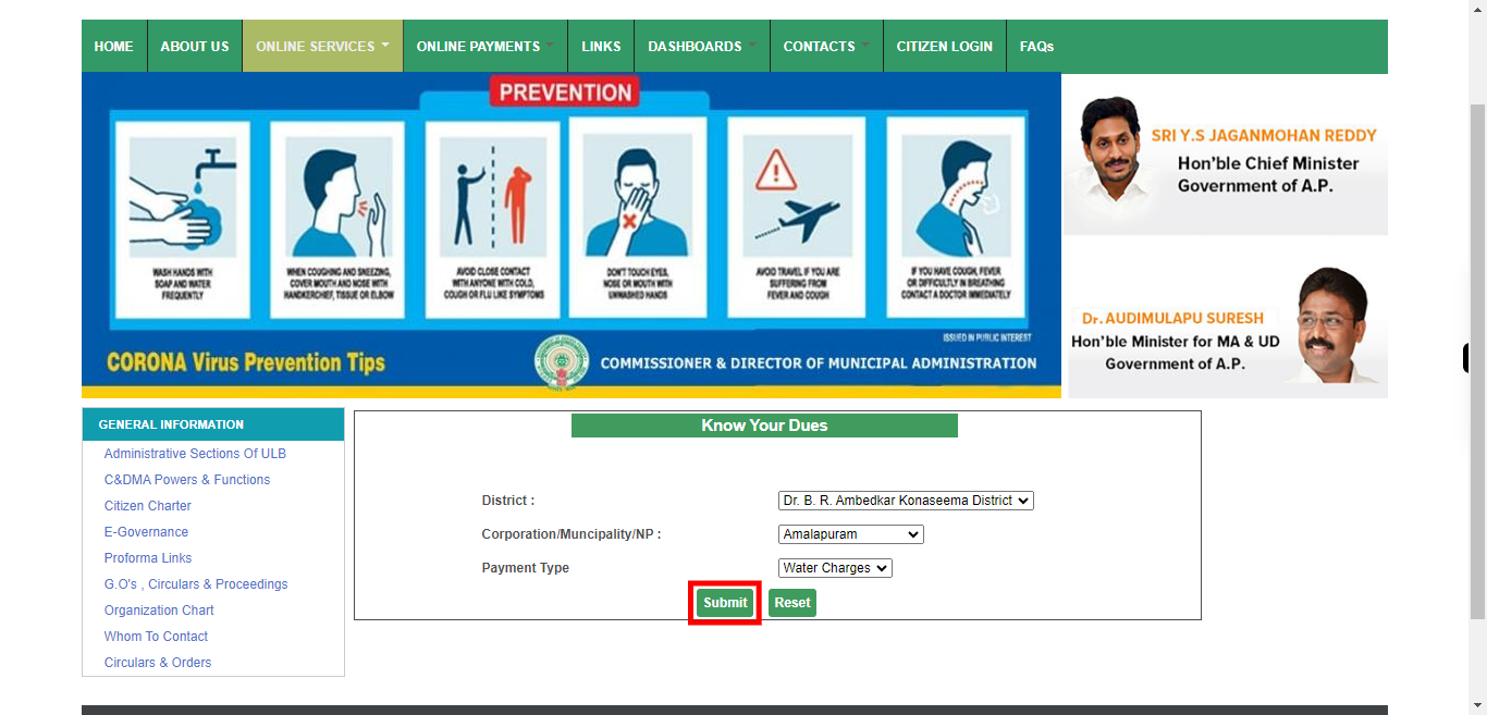 Know Your Dues | Commissioner and Director of Municipal Administration