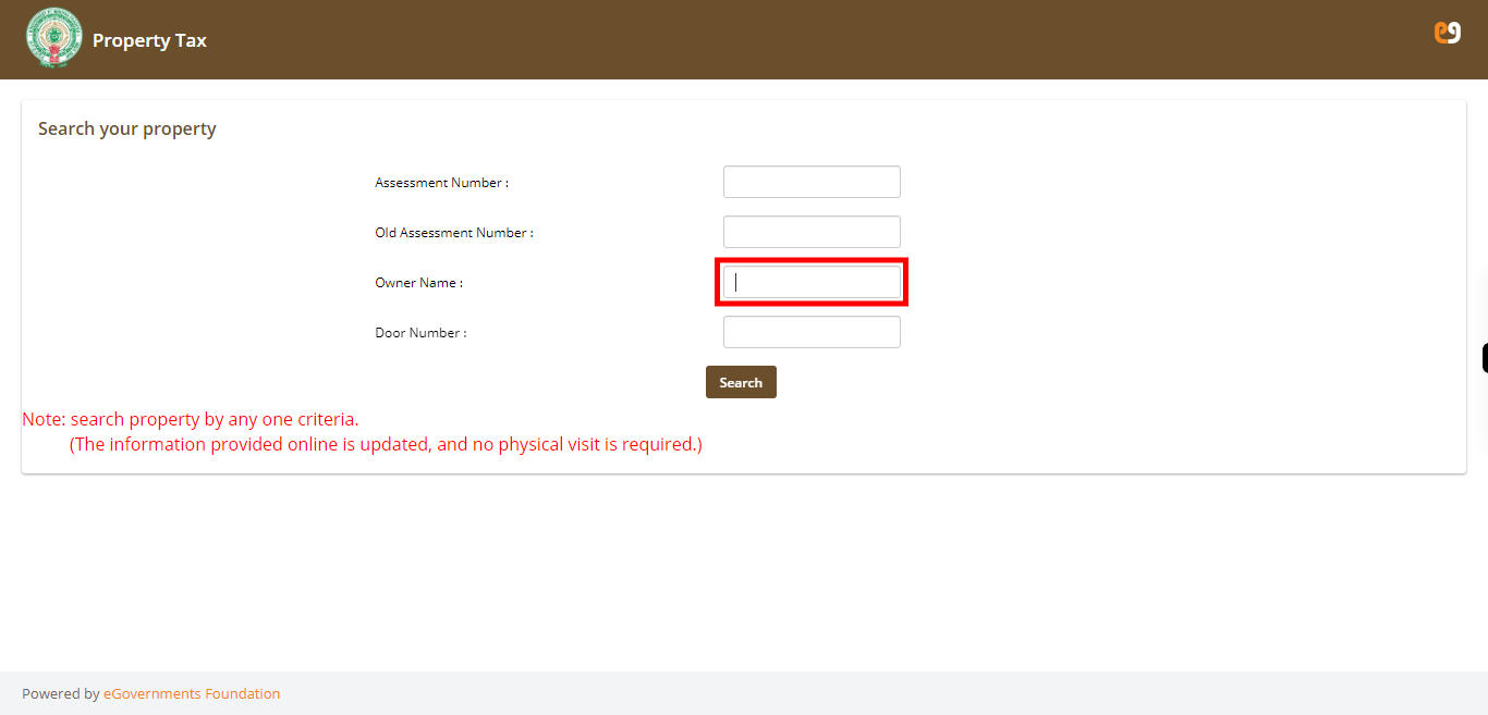 eGov - Search your property