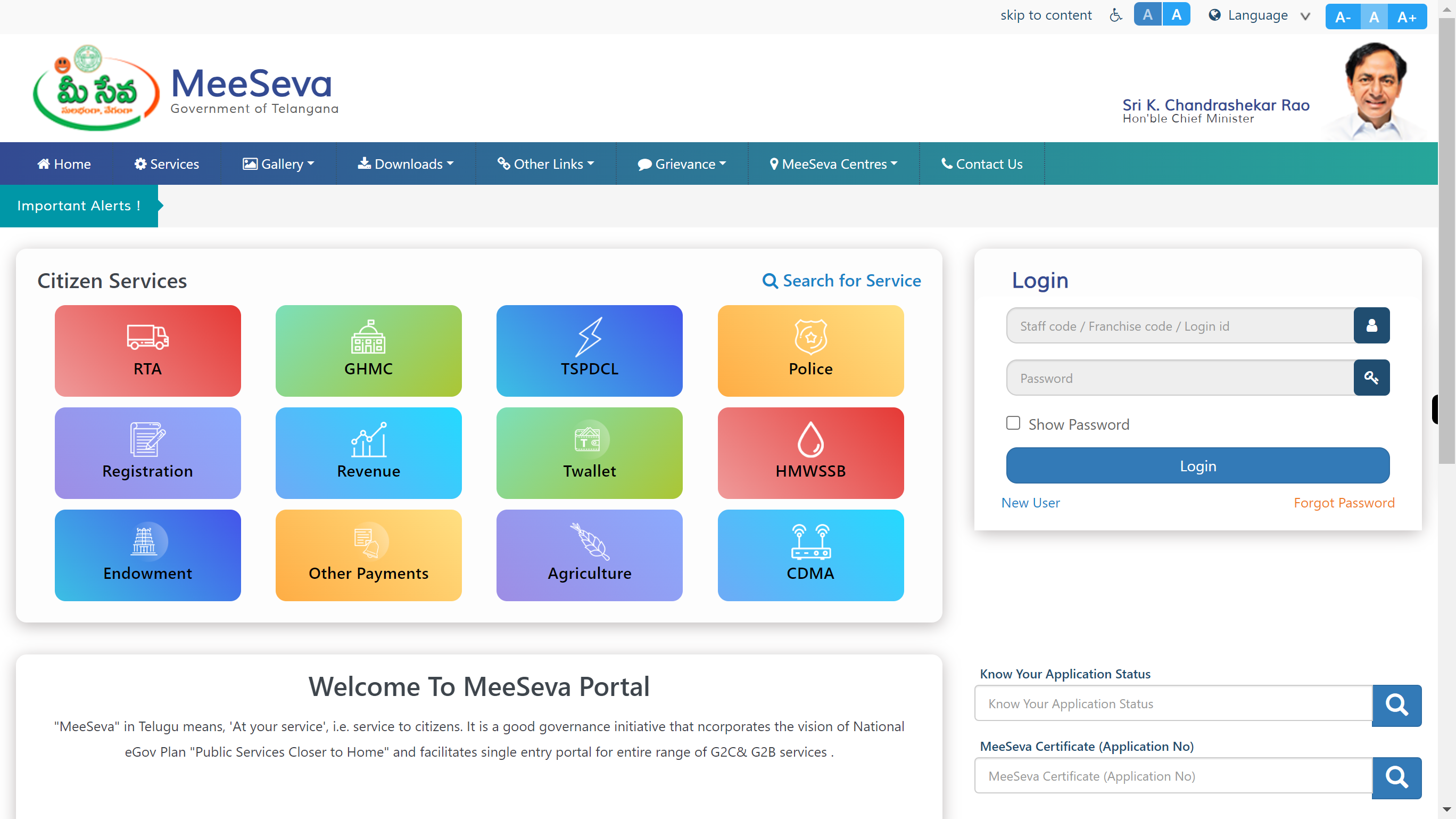 Welcome to Telangana MeeSeva Portal...