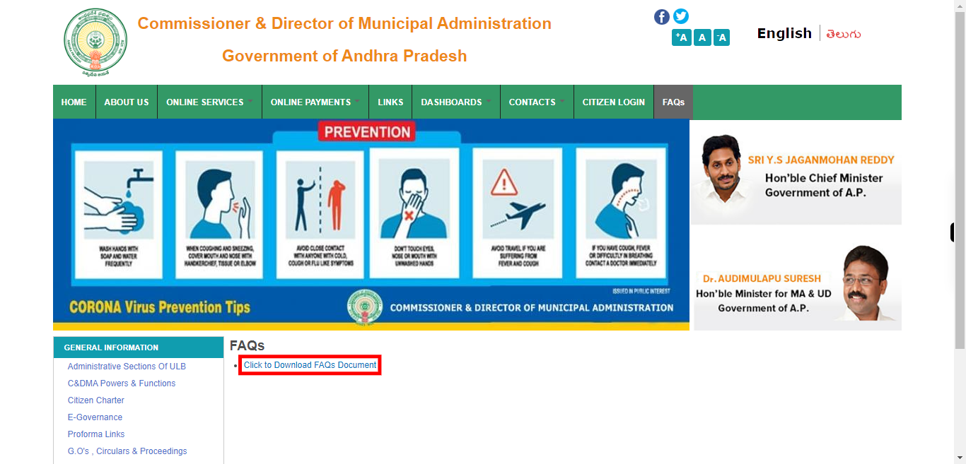 FAQs | Commissioner and Director of Municipal Administration